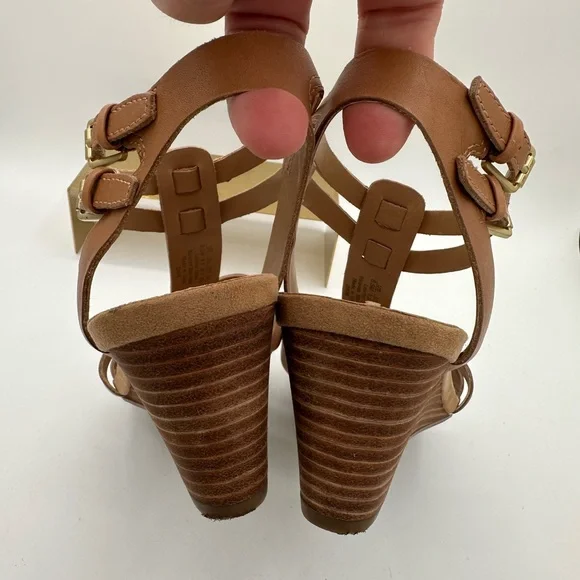 FRANCO SARTO Tan Leather ‘Dare’ Sandal Wedges | Size 8.5 - Picture 10 of 14